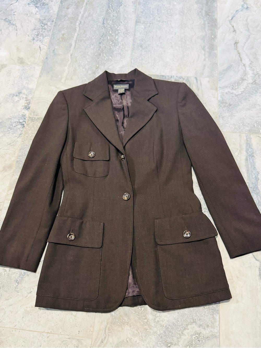Banana Republic Women's Chocolate Brown Structured Blazer Jacket- 96% Wool